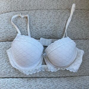 Aerie White Lace Balconette Bra with Adjustable Straps Size 34B